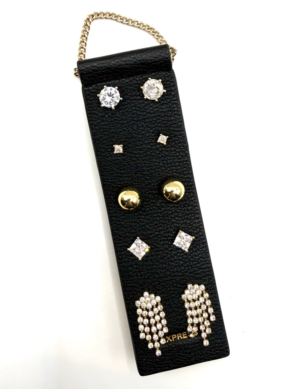Express Gold Tone and Faux Diamond Earring Set - Gold & Clear